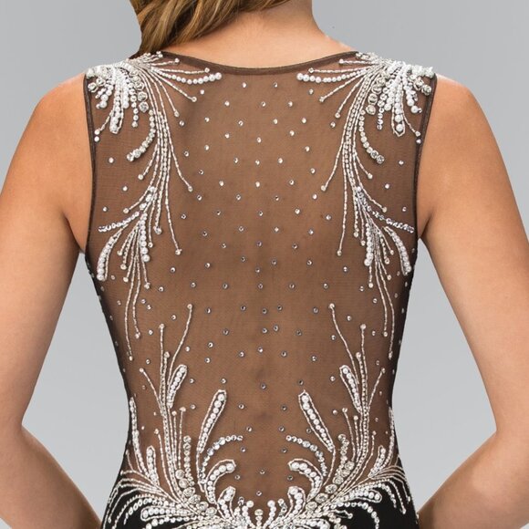 New Black Prom Party Formal Sleeveless V-Neck Sheath Shape Evening Dress GS1358 - Picture 4 of 9